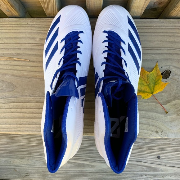 ADIDAS White Royal Blue Football Cleats Sz 16 - Picture 7 of 8